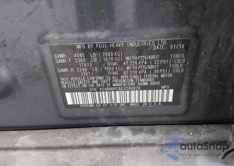 2014 Subaru Outback 2.5I Limited из США, поврежденный, VIN 4S4BRBPC6E3280020